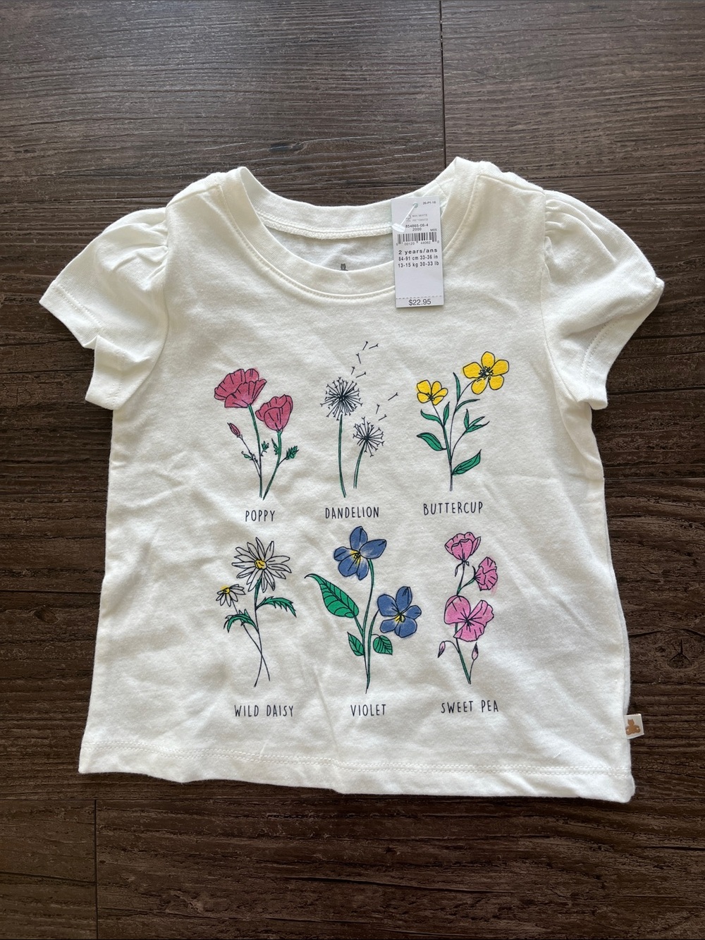 Baby Gap Toddler Cream Floral Graphic Tee Size 2T